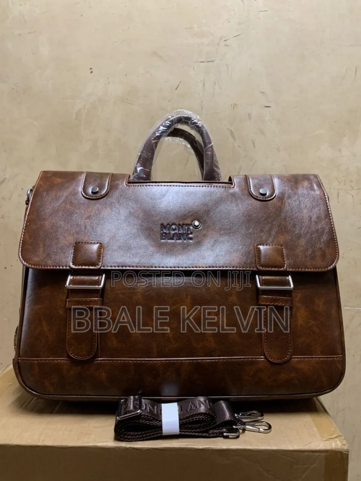 Montblanc Branded Pu Leather Laptop Briefcase Designed for Business