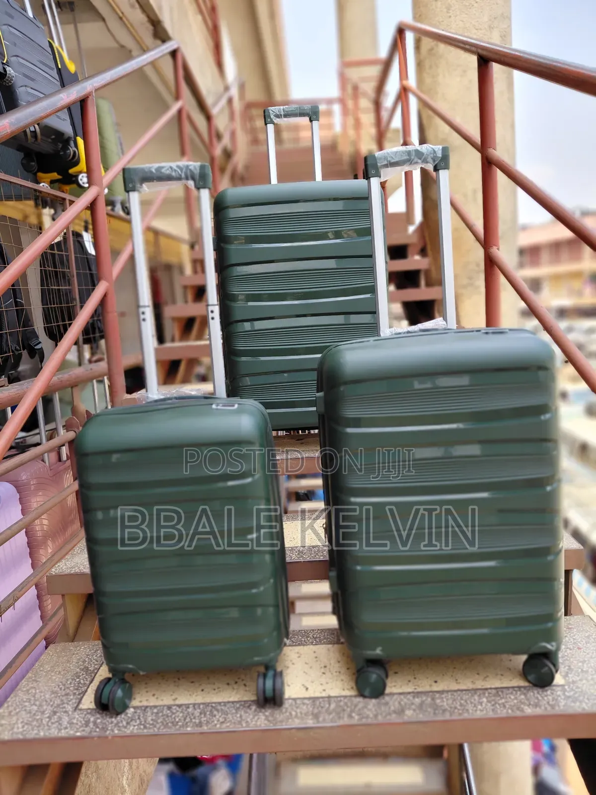 Rubber Suitcases Full Set 3pcs - Army Green