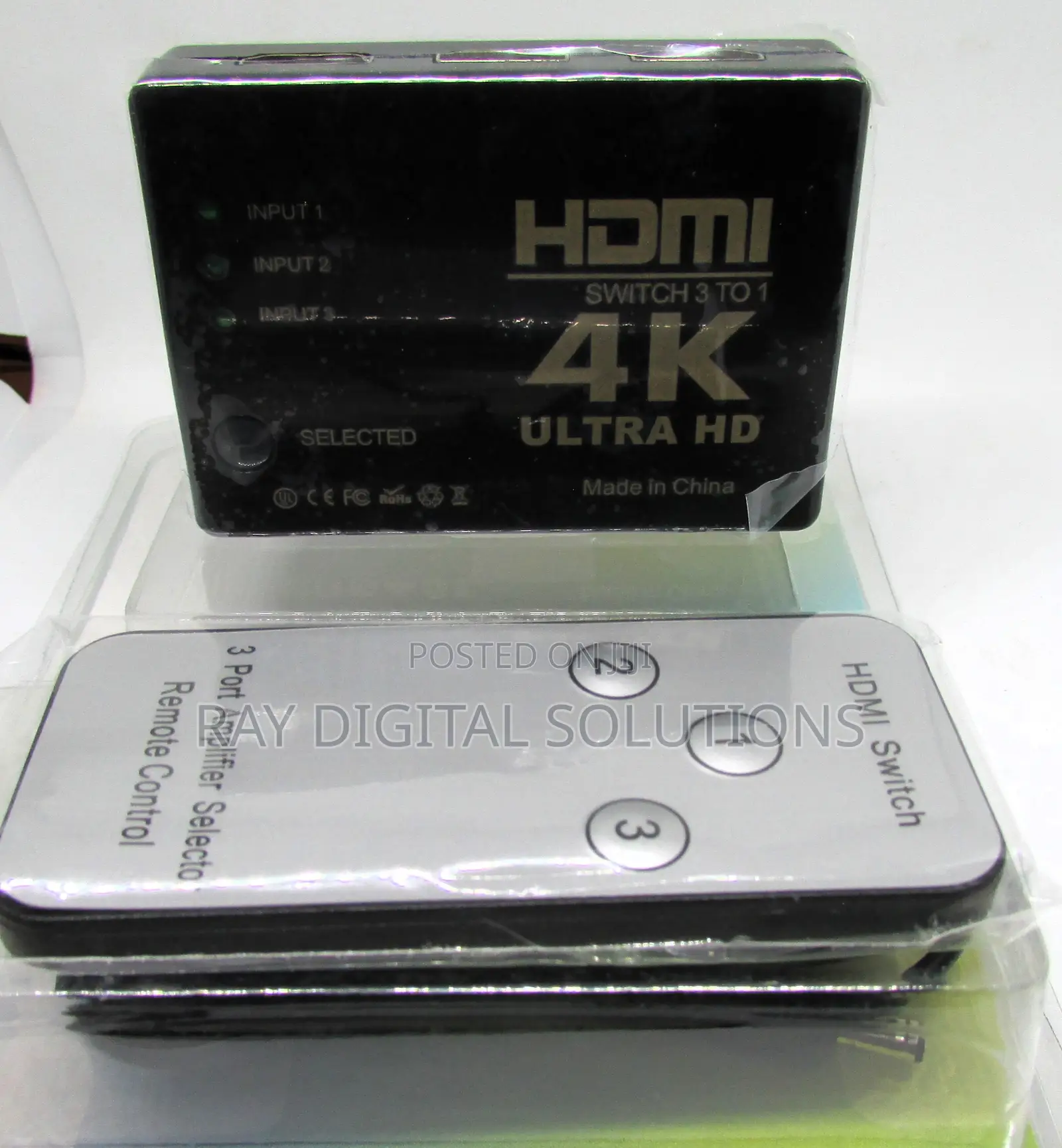 Hdmi 3 in 1 Out 3 Port Hdmi Switcher, 3x1 Switch With Ir Rf Remote