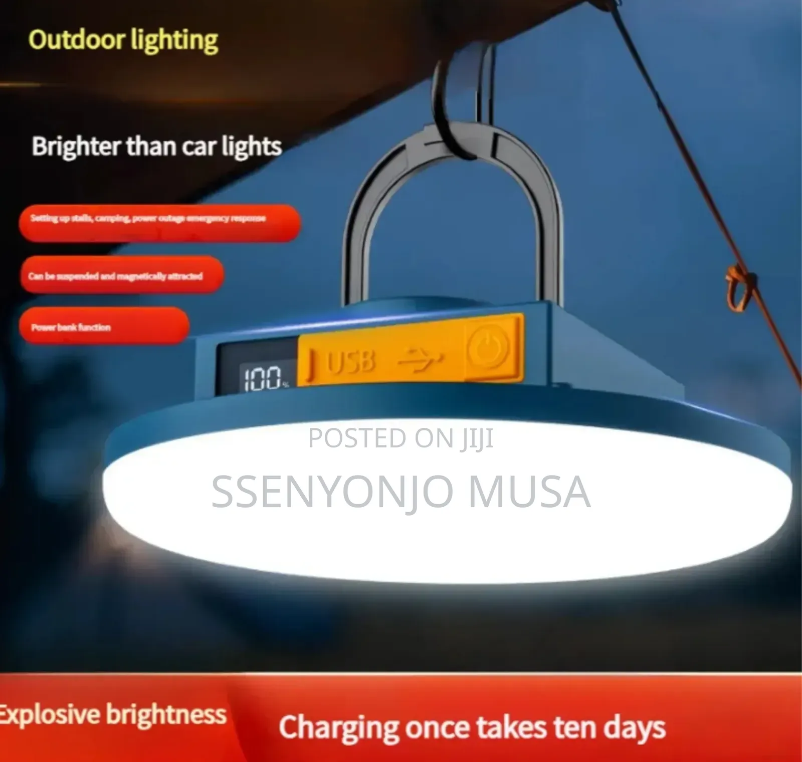 Super Bright Rechargeable Camping Light – Magnetic With Power Bank