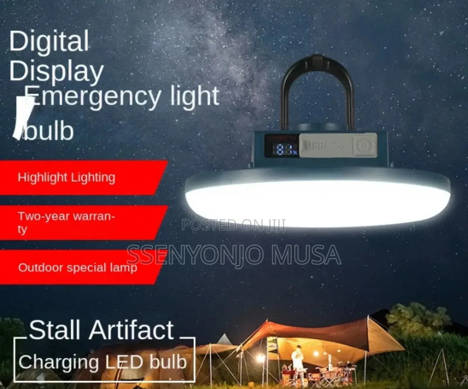 Super Bright Rechargeable Camping Light – Magnetic With Power Bank