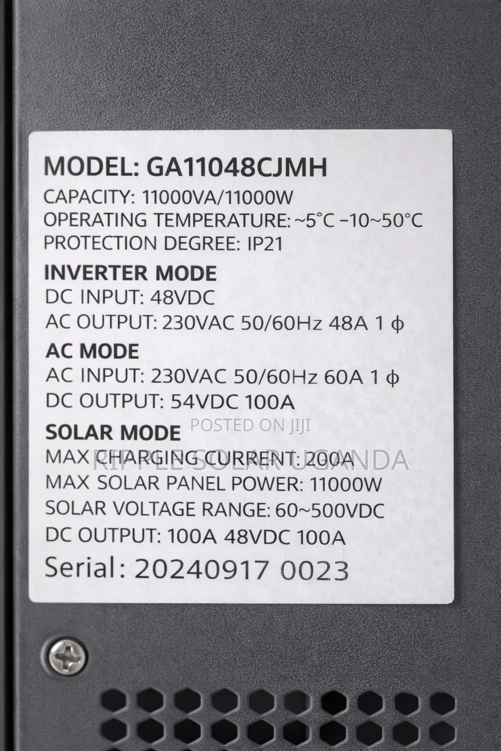 11kw Hybrid Solar Inverter 48v MPPT High Power Backup System Kampala