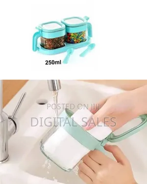 Dual Spice and Condiment Dispenser Set With Serving Tray