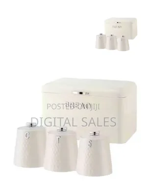 Textured Kitchen Storage Set - Bread Bin and Three Canisters