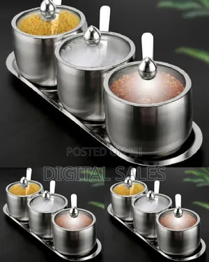 Elegant Stainless Steel Spice Jar Set With Glass Lids and Serving Tray