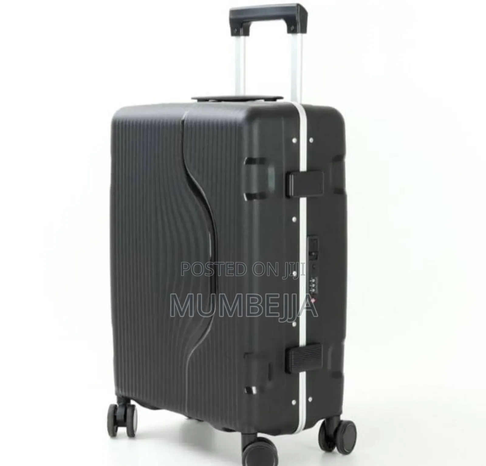 Original Hard Shell Black Ribbed Textured Trolley