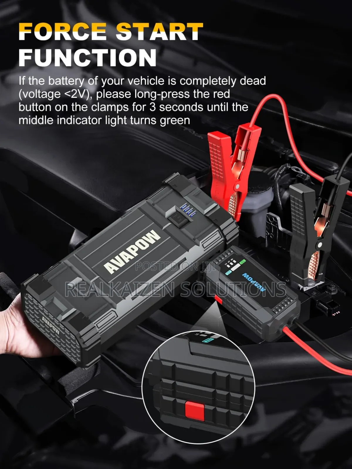 Usa Avapow Car Jump Starter, 4000a Peak Battery Jump Starter