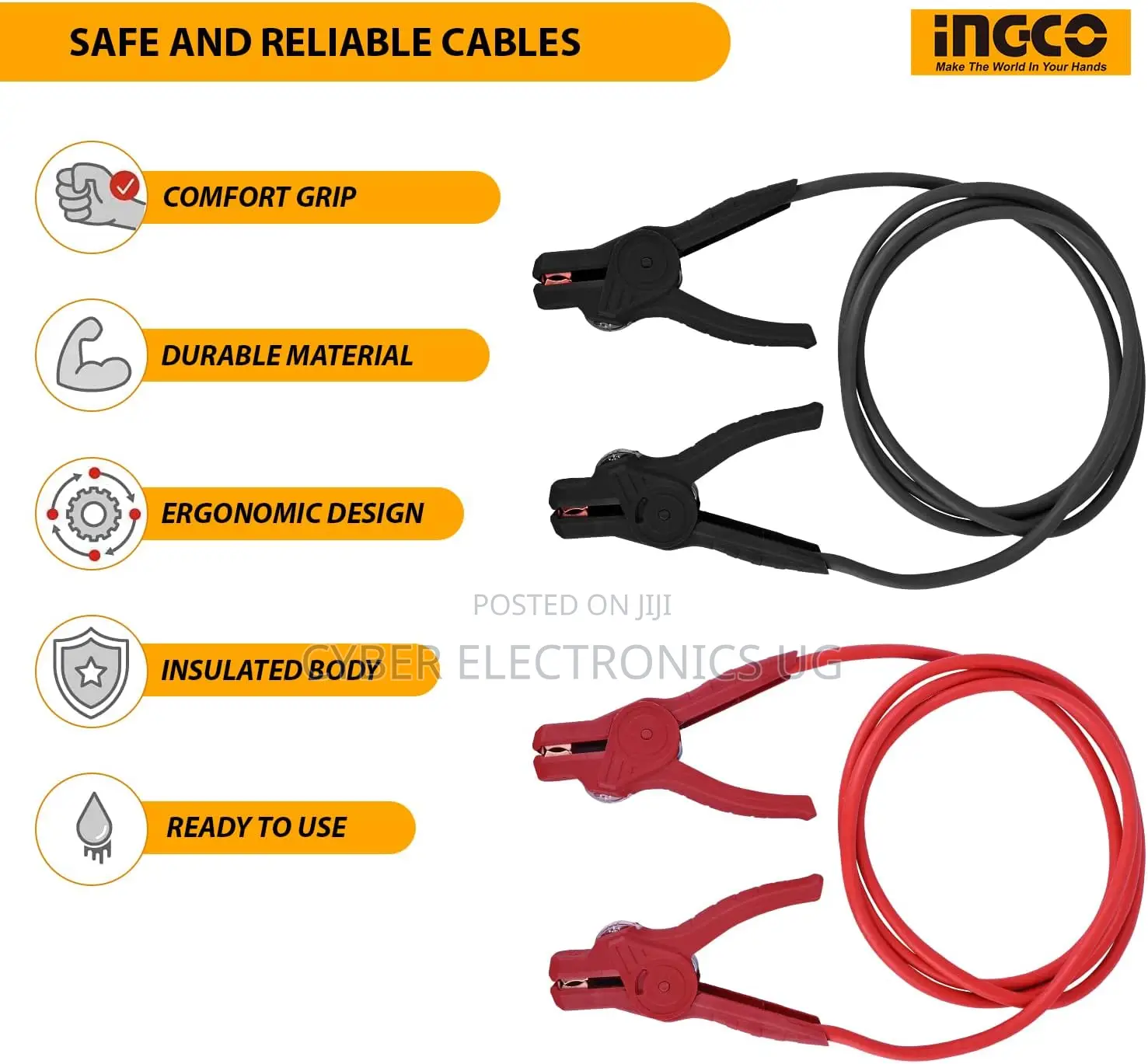 Ingco Booster Cable With Automotive Heavy Duty Jumper 600amp Hbtcp6008