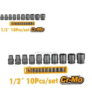 Ingco Hkissd12101 - 10 PCS 1/2"Dr. Impact Socket Set - Orange