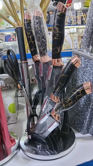 9 Piece Marbled Design Kitchen Knife Set