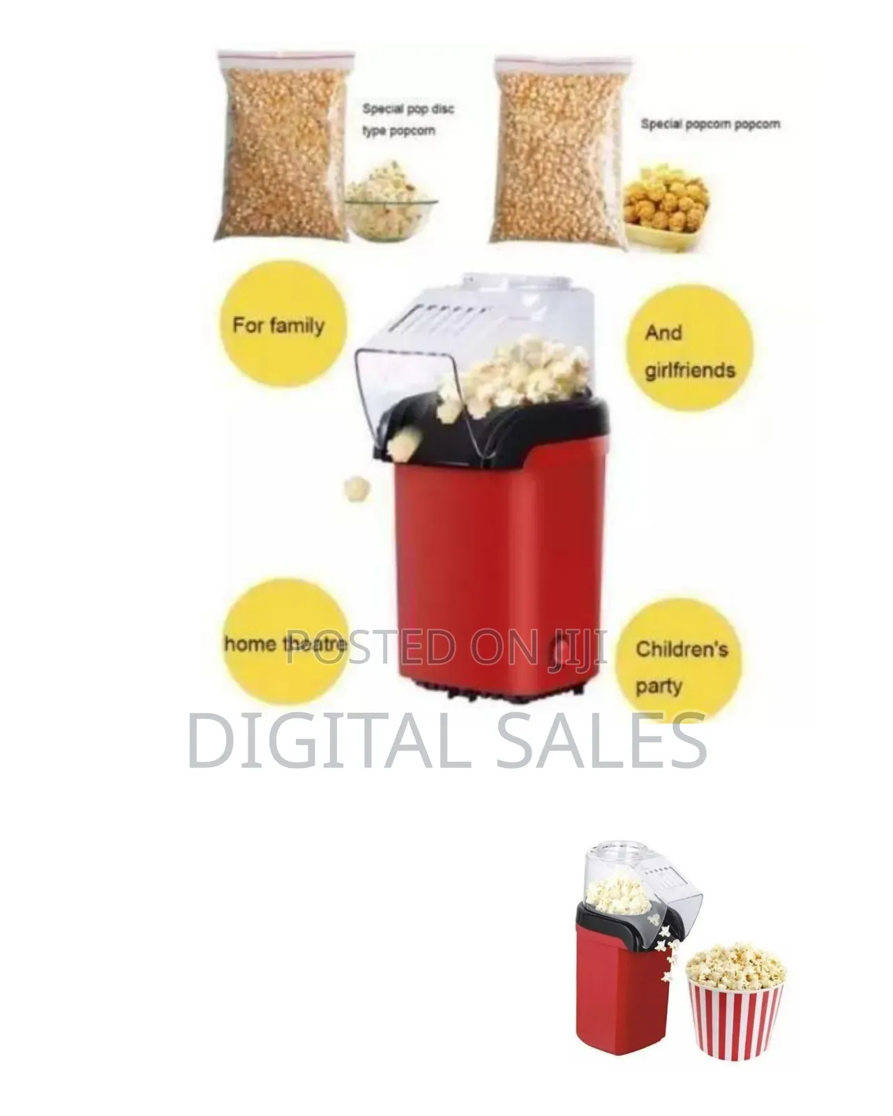 Classic Electric Hot Air Popcorn Maker for Healthy, Oil-Free Snacks