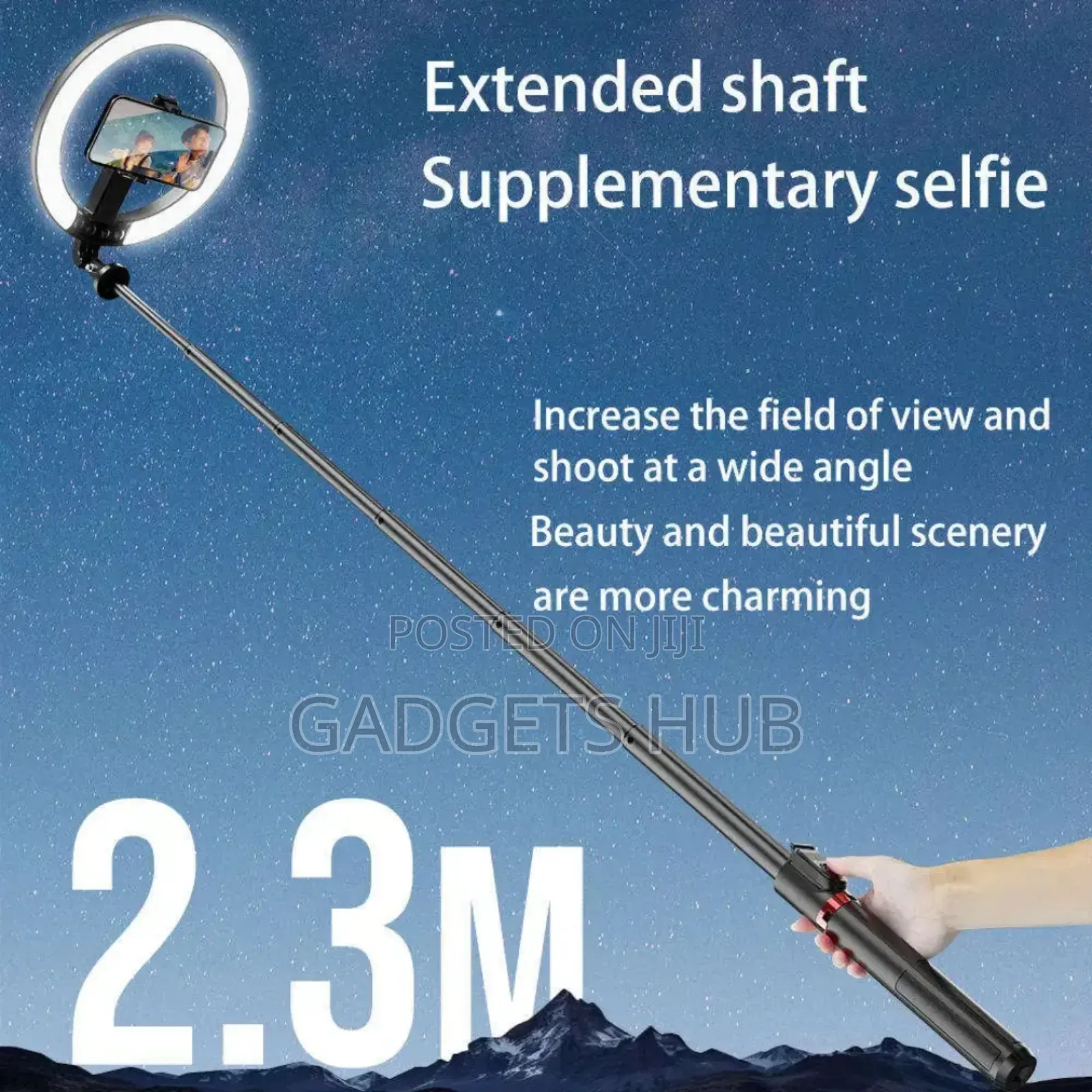 2.3m Fill Light 360 Degree Rotating Tripod Long Selfie Stick