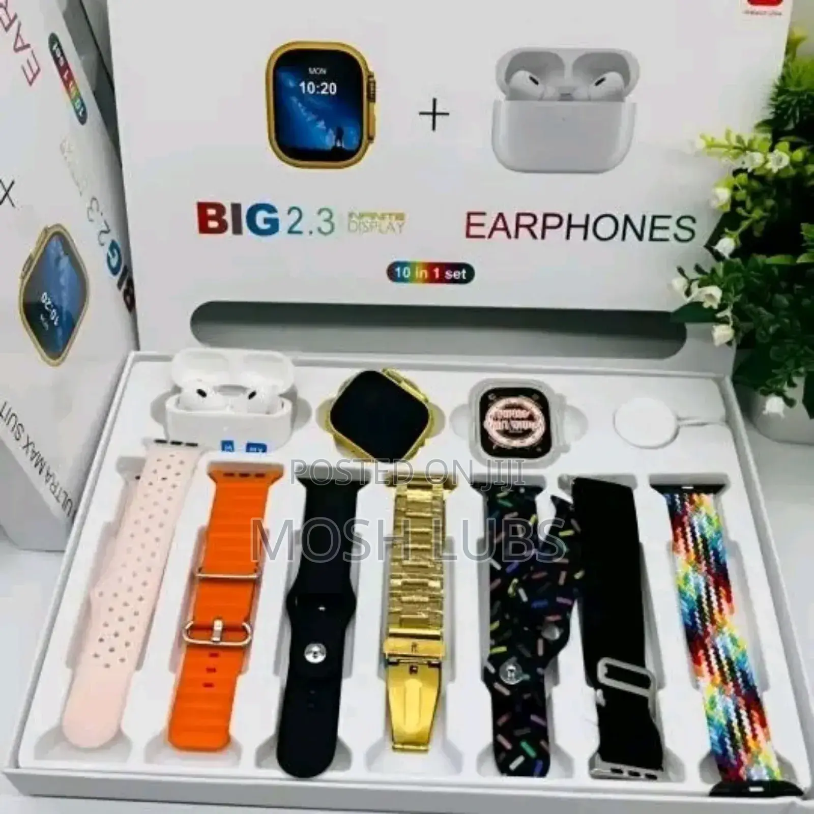 Smart Watch Combo With 7 Straps and Airpods