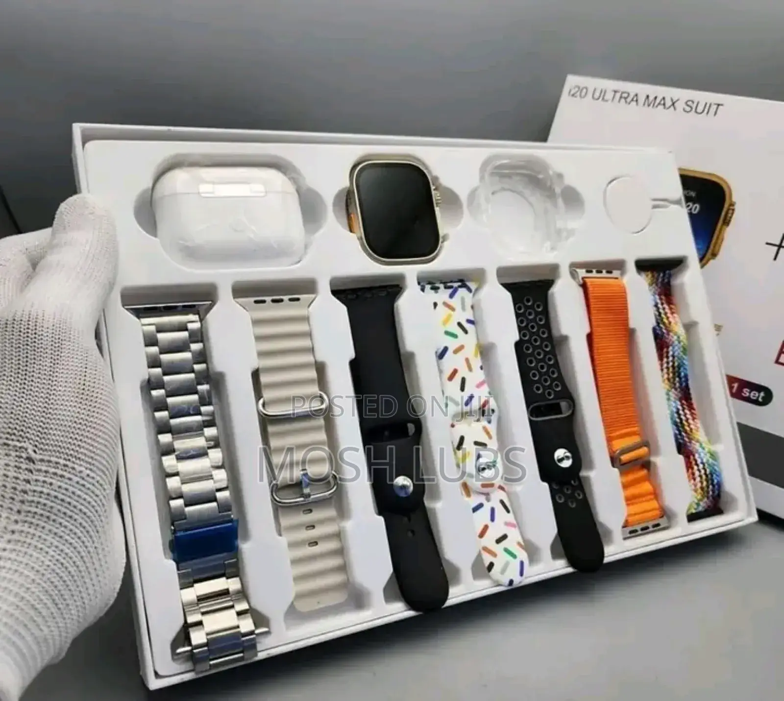 Smart Watch Combo With 7 Straps and Airpods