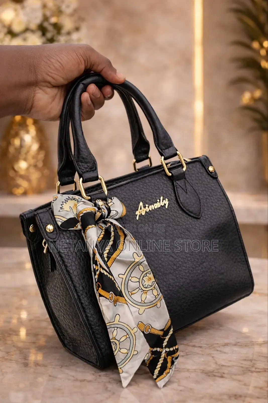 Ladies Handbag With Decorative Printed Scarf