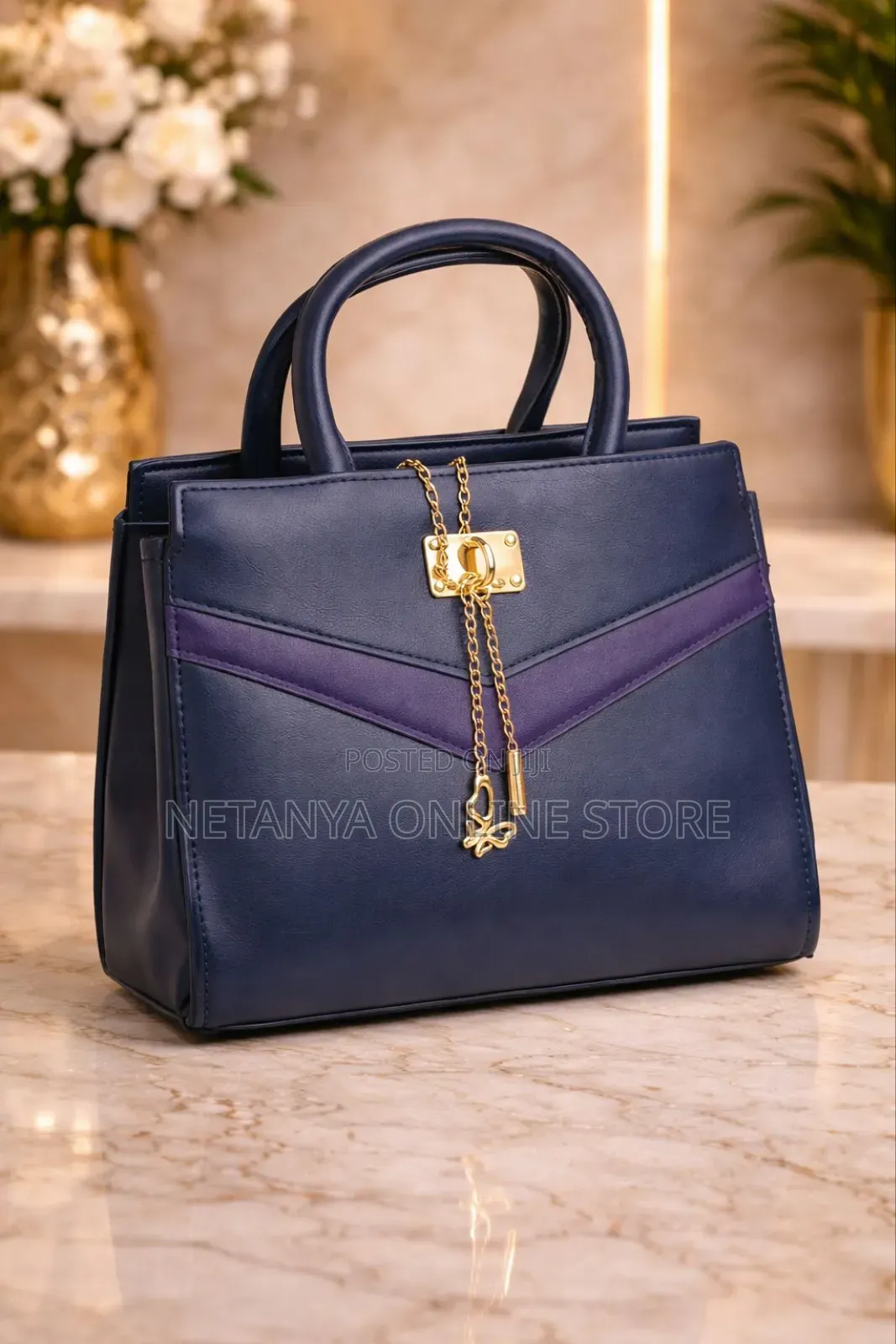 Ladies Handbag With Decorative Printed Scarf