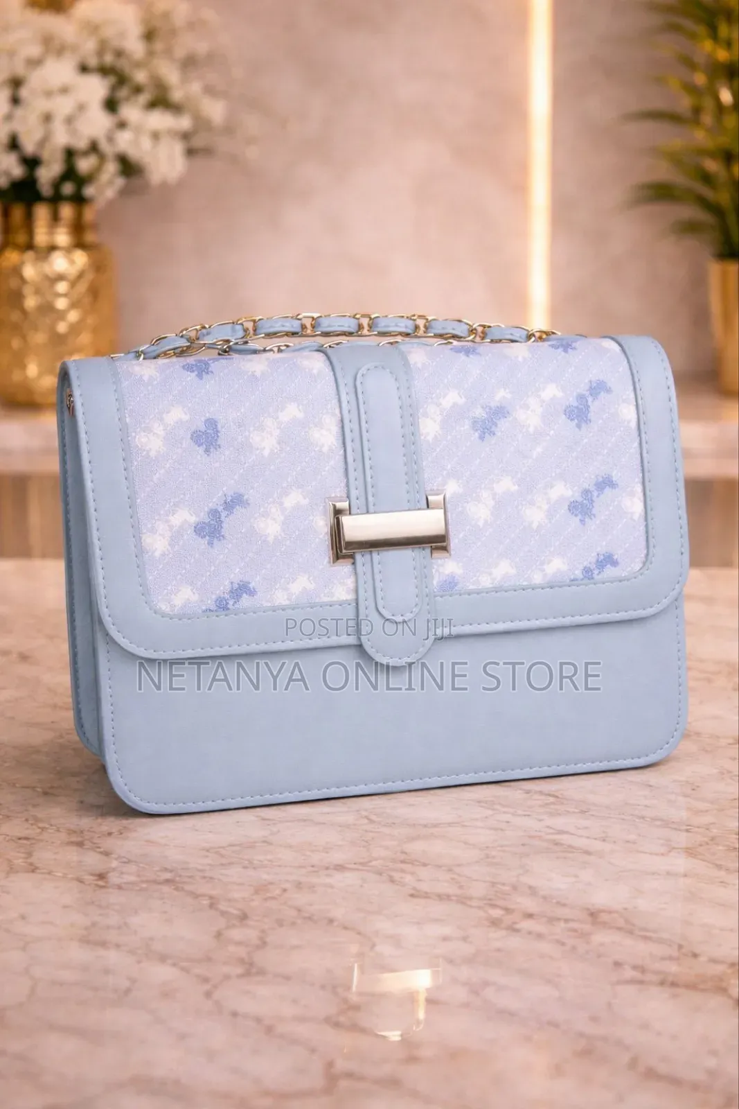 Ladies Handbag With Decorative Printed Scarf