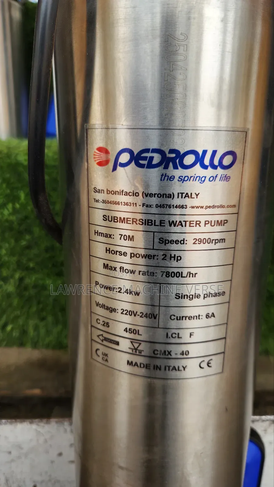 Pedrolla Submersible Water Pump 70m Head