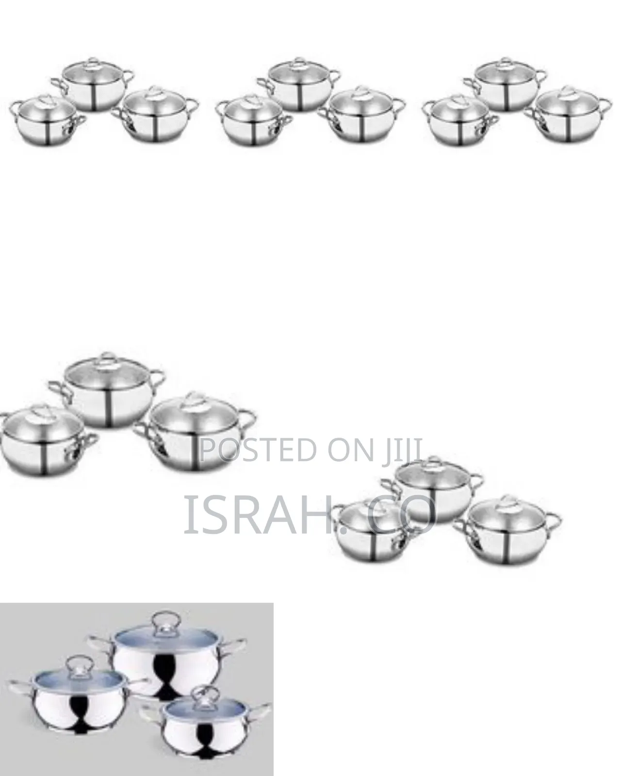 6 Piece Stainless Steel Saucepans Cookware Pots, Silver