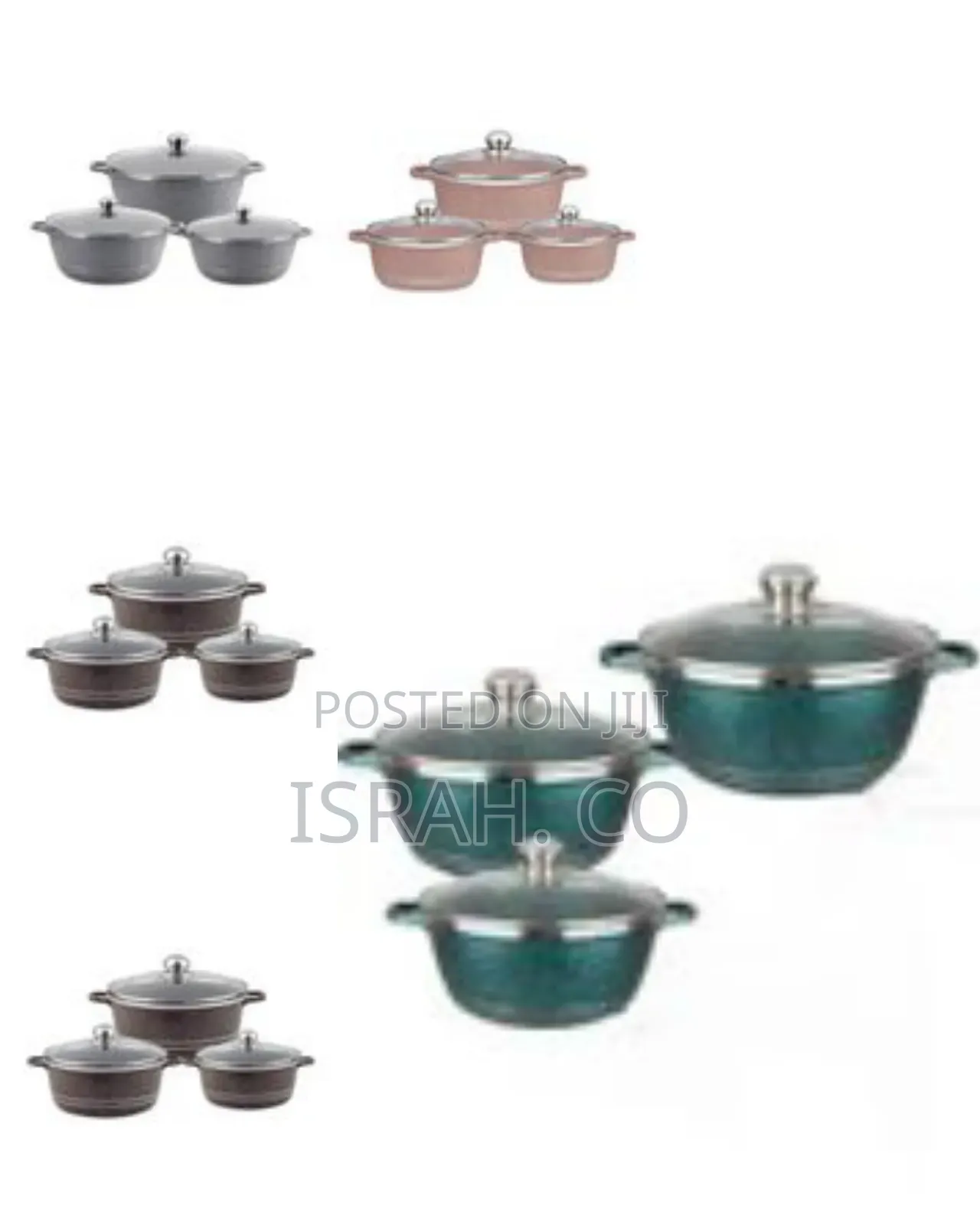 Pots Set 6 Pieces - Kitchen Cookware Set, Granite Non Stick Coating,