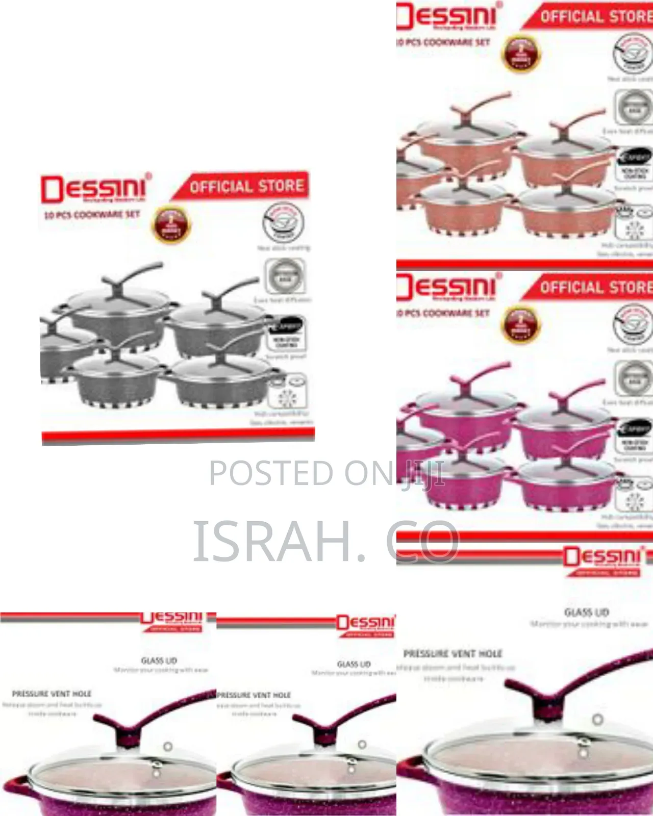 Dessini 10 Pieces of Granite Aluminium Non Stick Casserole Pot Bowl