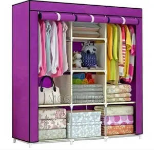 130*45*170cm Cloth Wardrobe Maroon