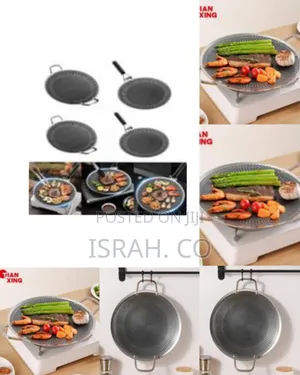 37cm Round BBQ Griddle Pans With Handle Nonstick Barbecues Plate.