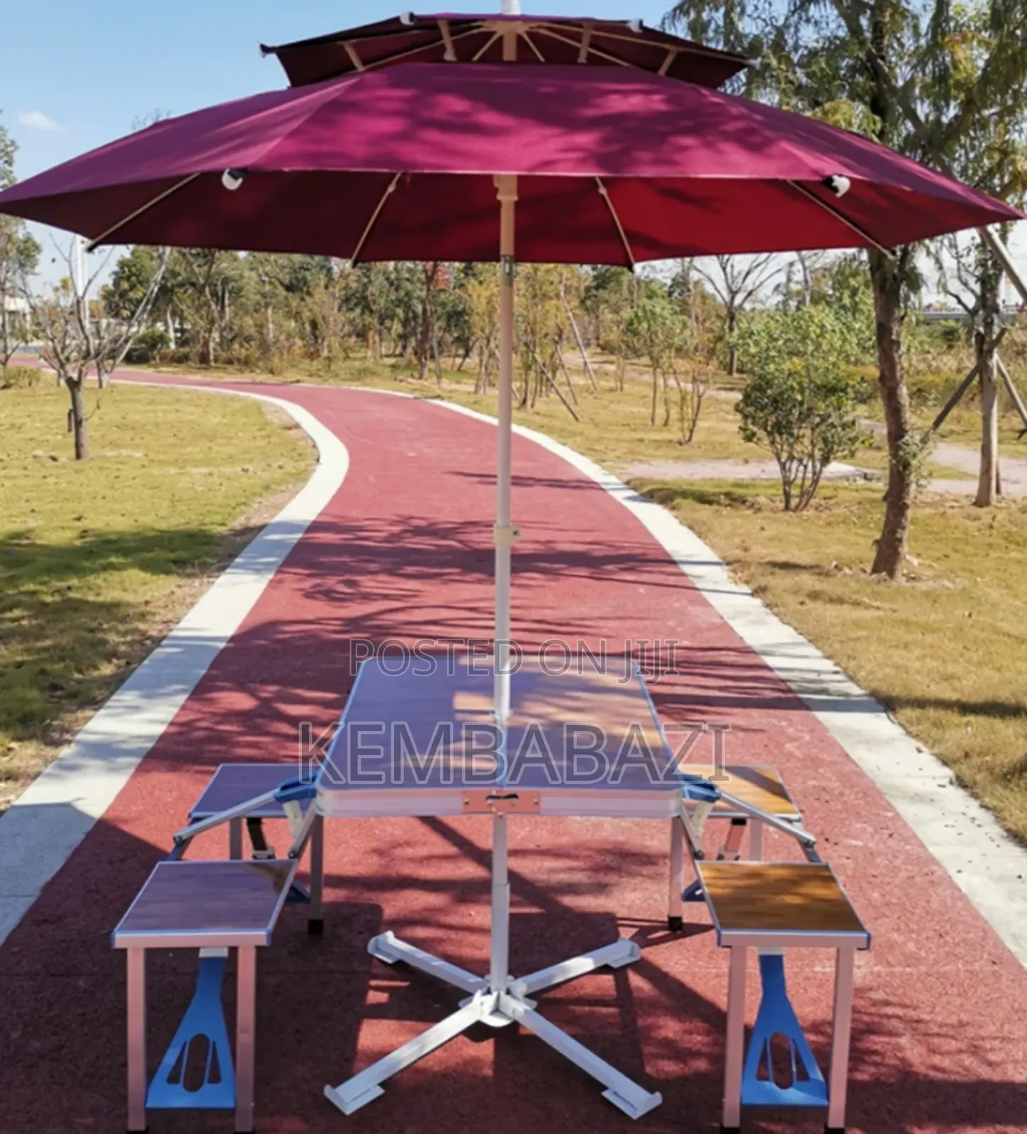 Portable Folding Camping Picnic Table Set With an Umbrella