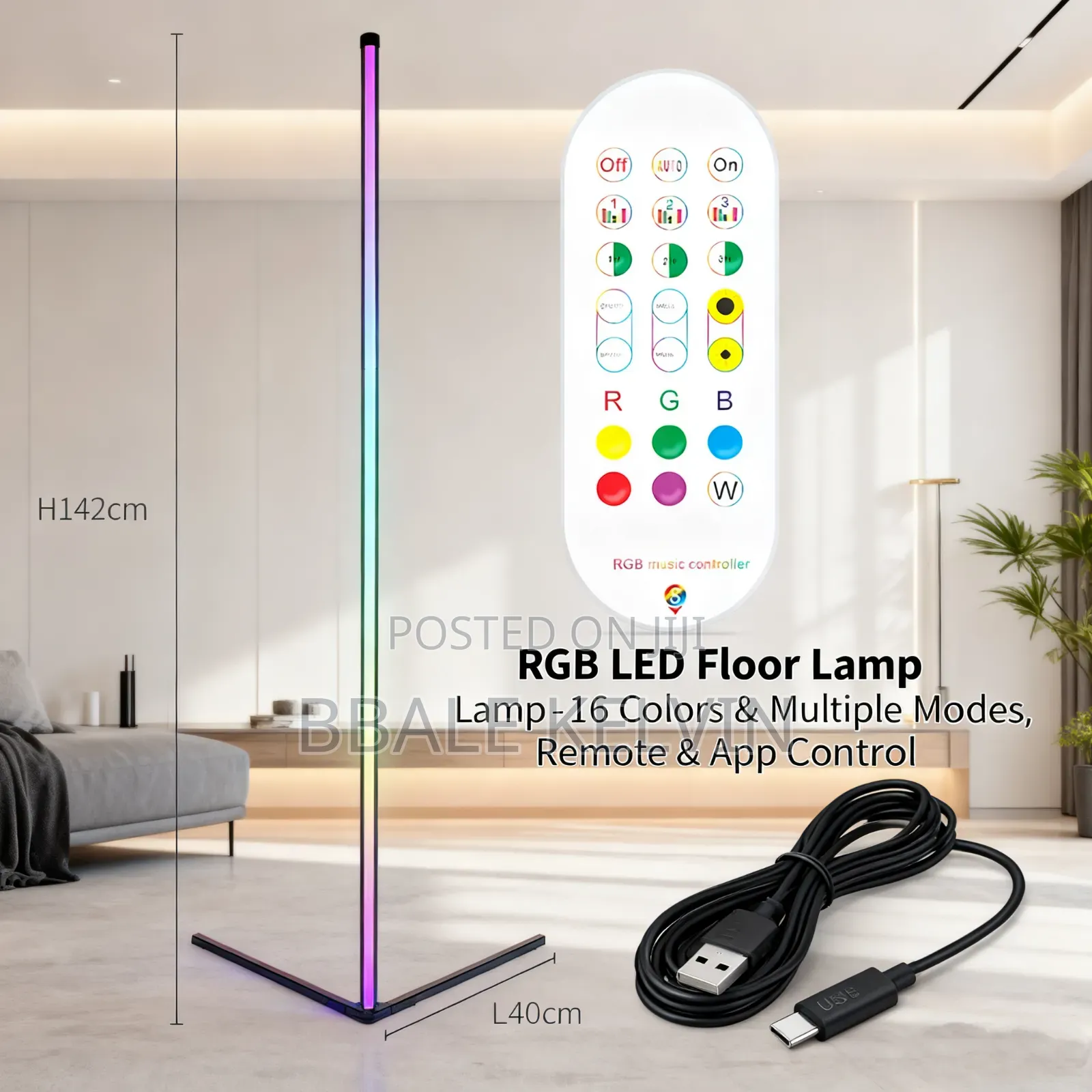 Smart Led Corner Floor Lamp RGB Light With RGB Remote With Music Sync