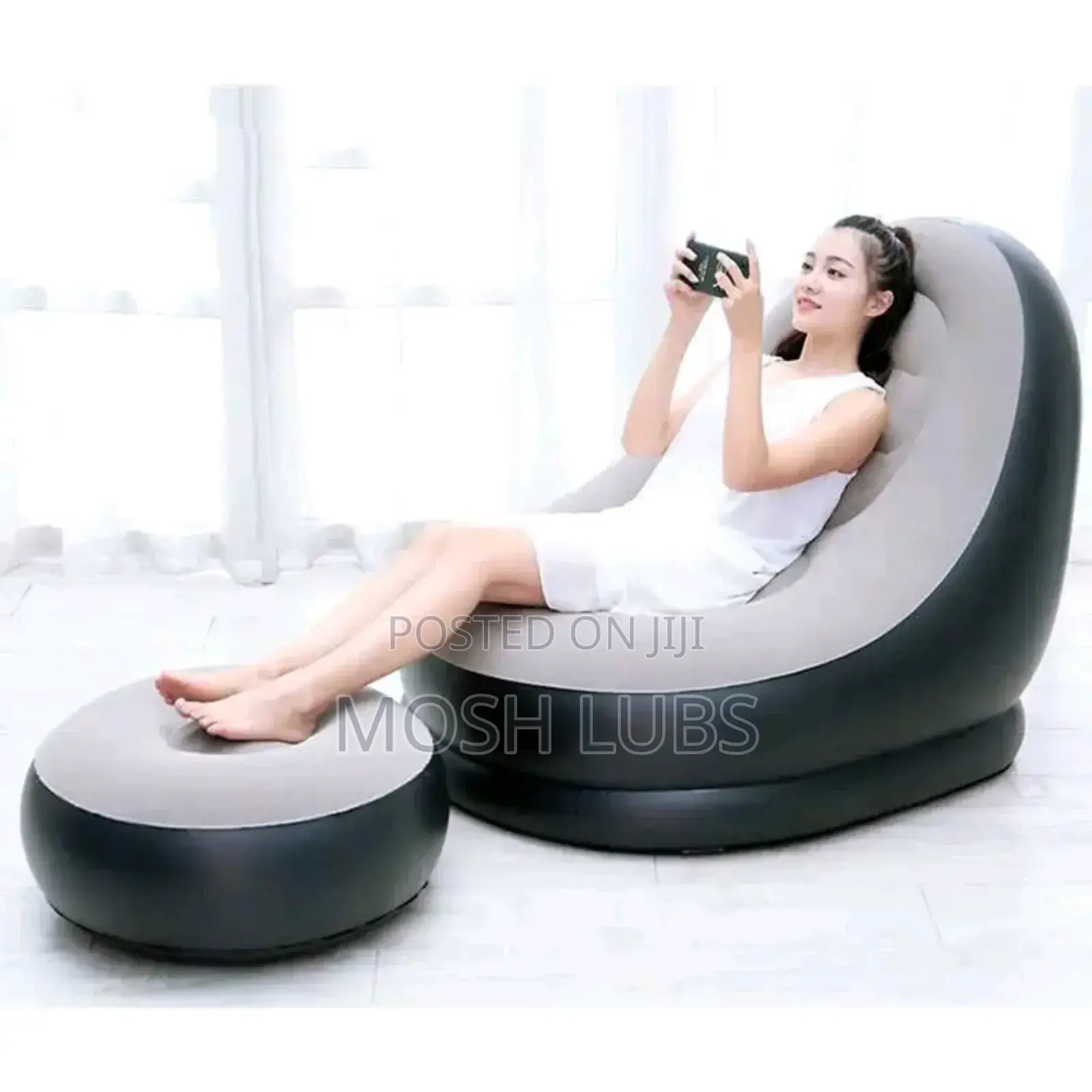 Inflatable Air Sofa Lounge With a Footstool