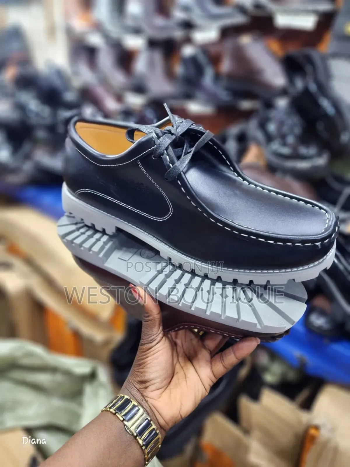 Black Original Leather Men's Lace Up Casual Shoes