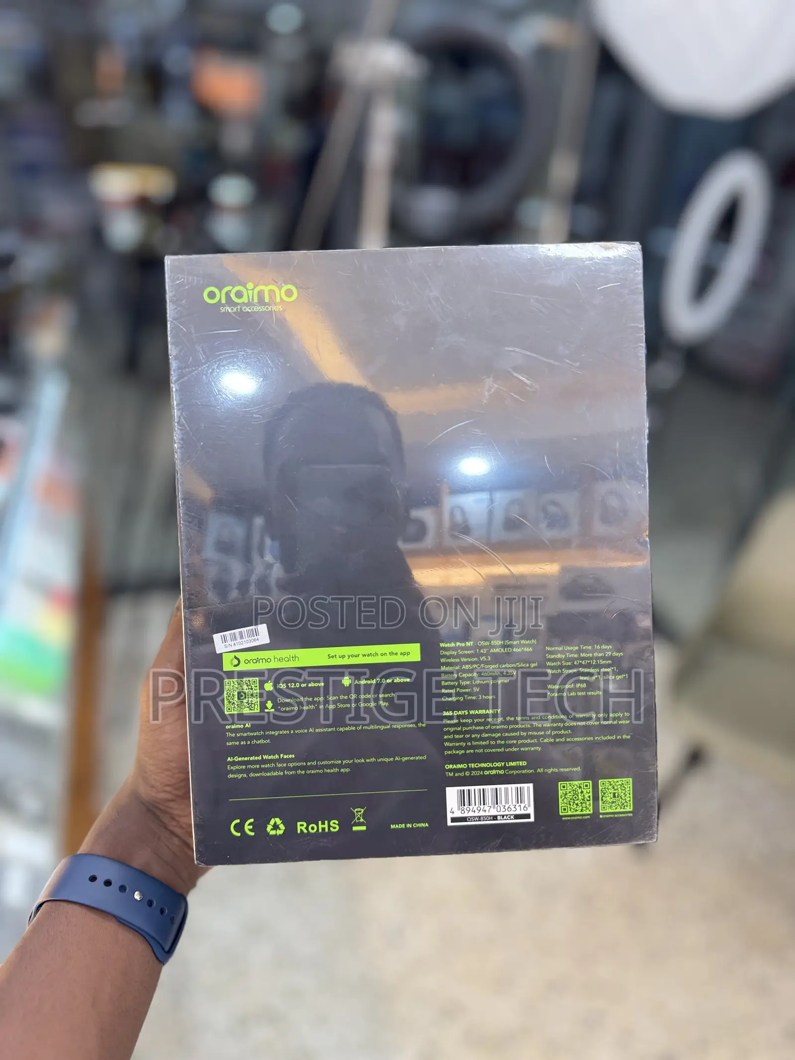 Oraimo Watch Pro Nt 1.43" Amoled Ai Powered Smart Watch Carbon Fibre