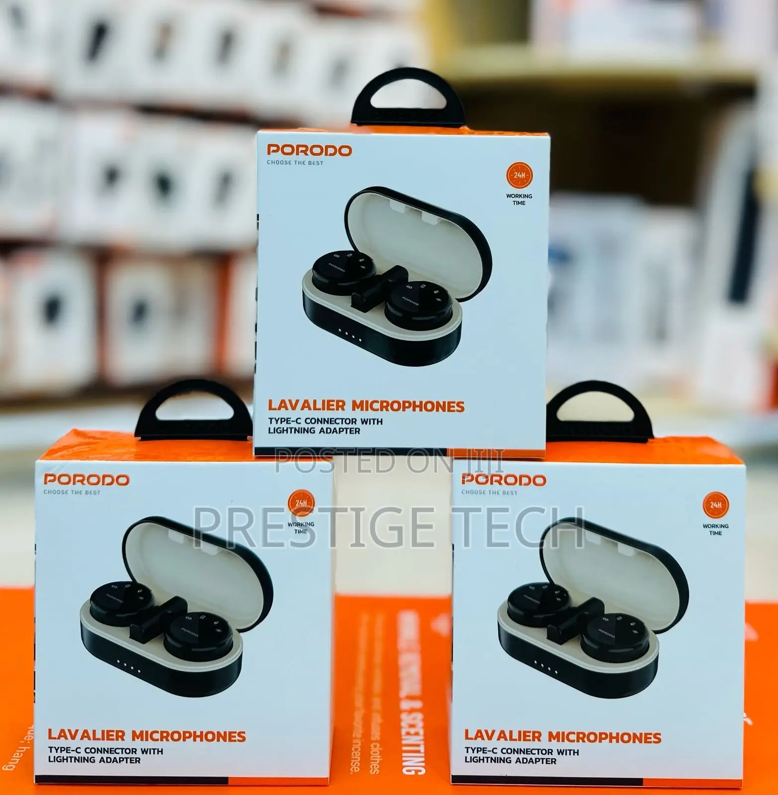Porodo Lavalier Dual Button Microphones Usb C And Lightning Adapter