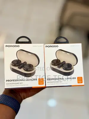 Porodo Lavalier Dual Button Microphones Usb C And Lightning Adapter