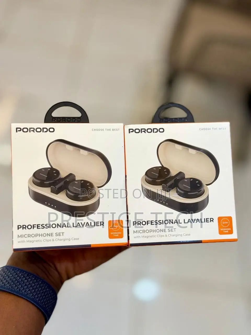Porodo Lavalier Dual Button Microphones Usb C And Lightning Adapter