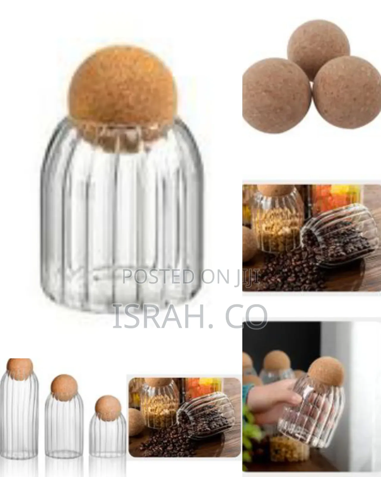 3 Pack Glass Cookie Jar With Airtight Seal Ball Cork Wood Lid Ball