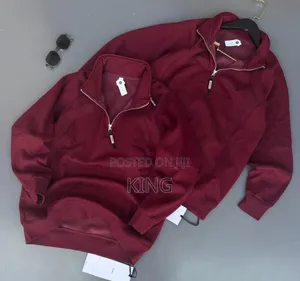 Off-White, Maroon Quater-Zip Sweater
