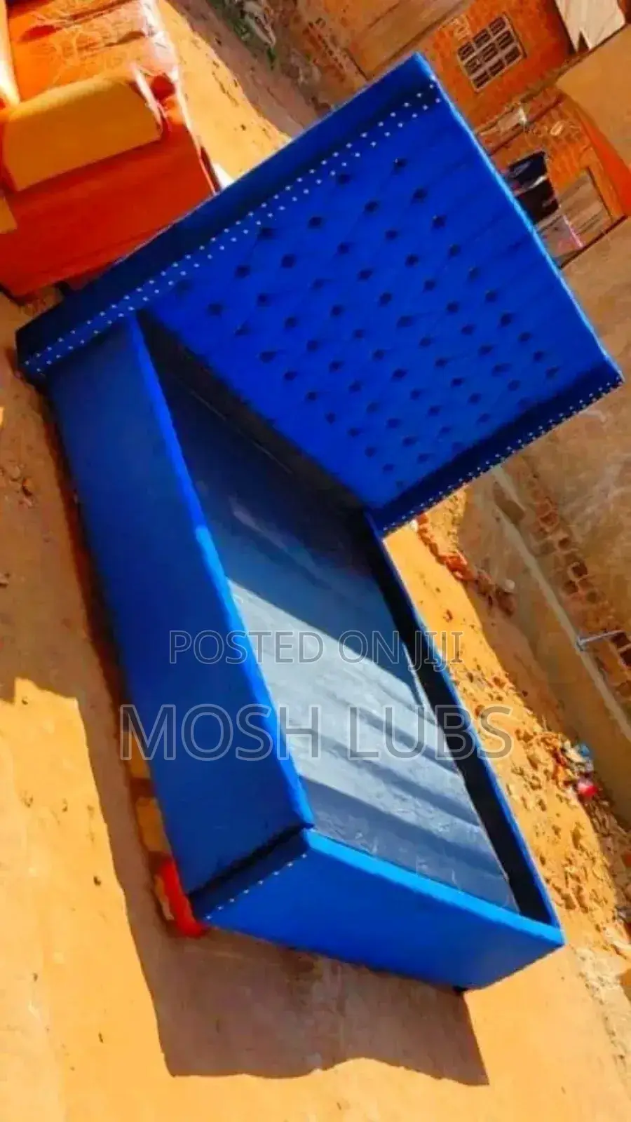 Super King Velvet Bed in Blue