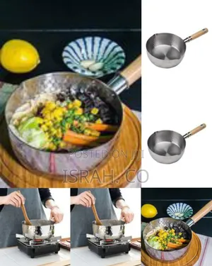 22cm Stainless Steel Deep Wok Saucepan With Wooden Handle-