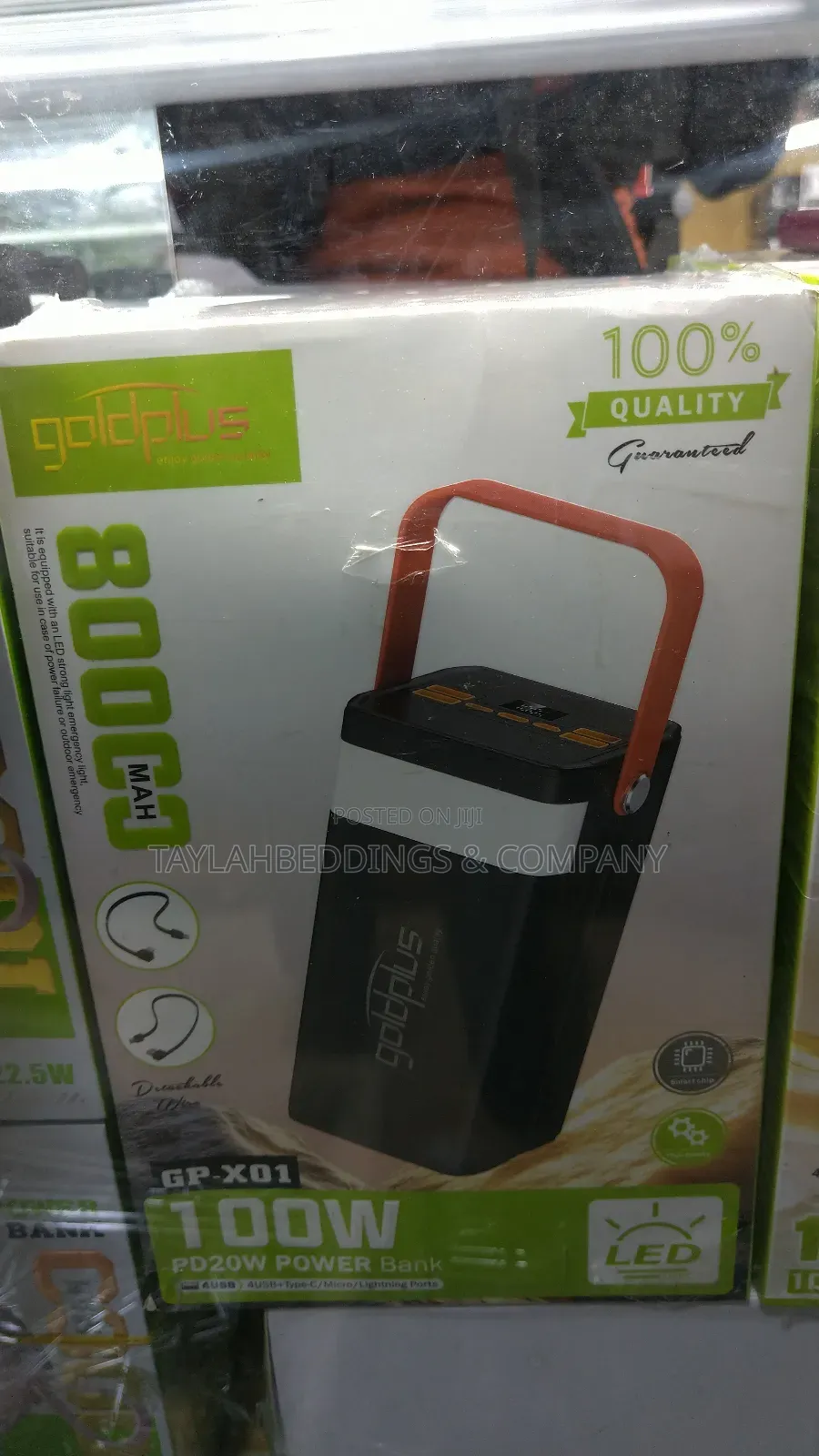 Heavy Duty 100w Power Bank of 80000mah for Charging Black/White