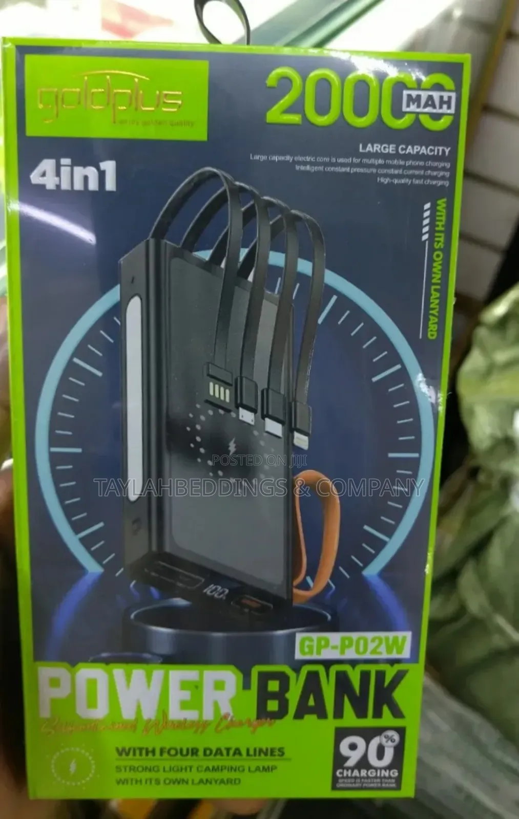 4 in 1 20000mah Power Bank With Wireless Charging With Built-in Cables