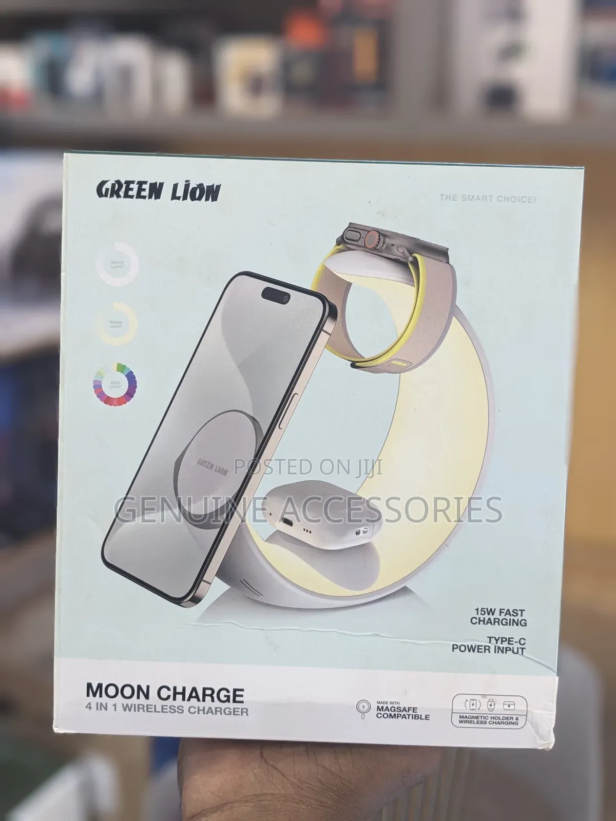Green Lion Wireless Moon Charger 4 in 1 With RGB Ambient Light
