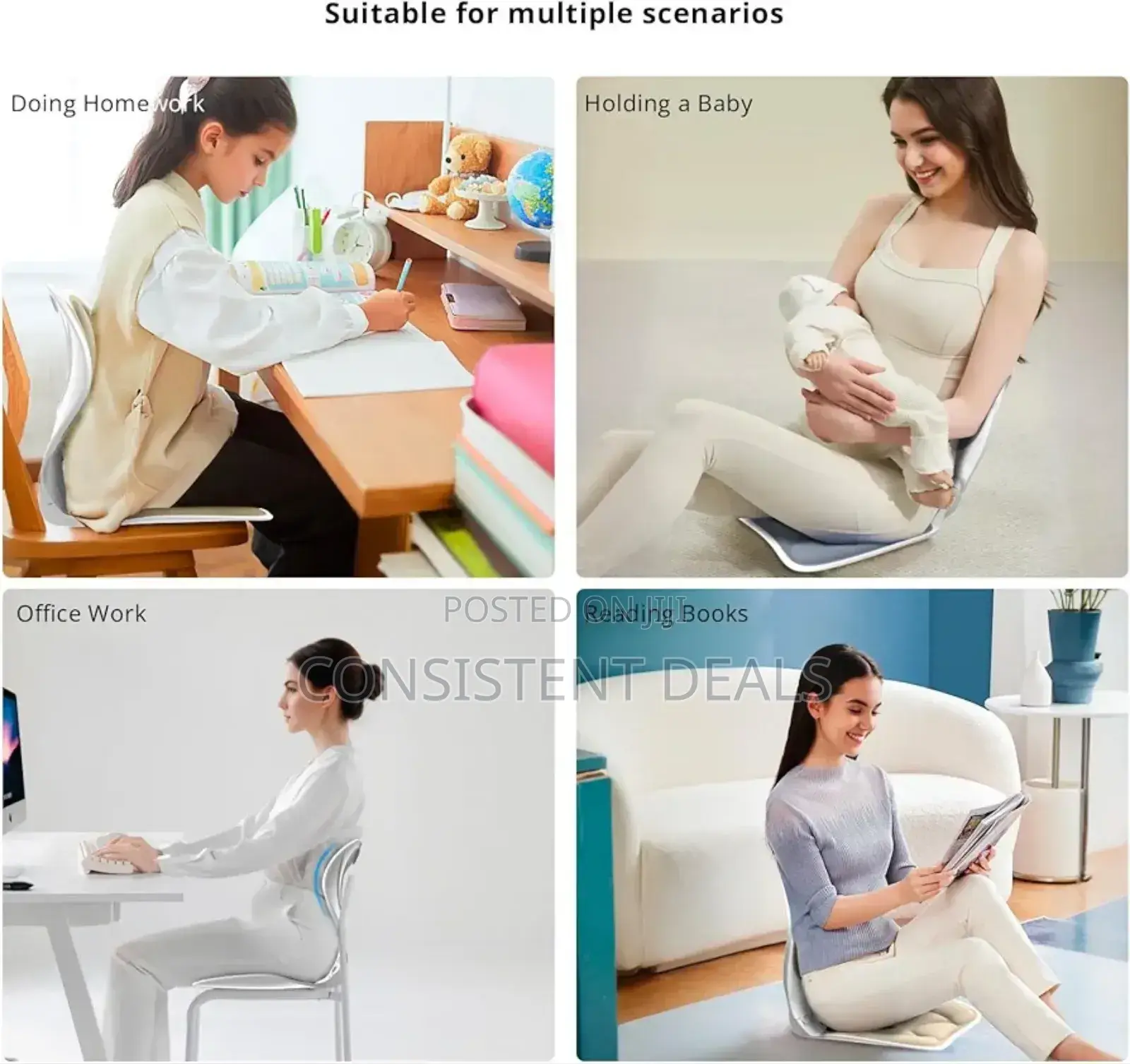 Lumbar Back Support Chair, Ergonomic Curve For Posture Correction