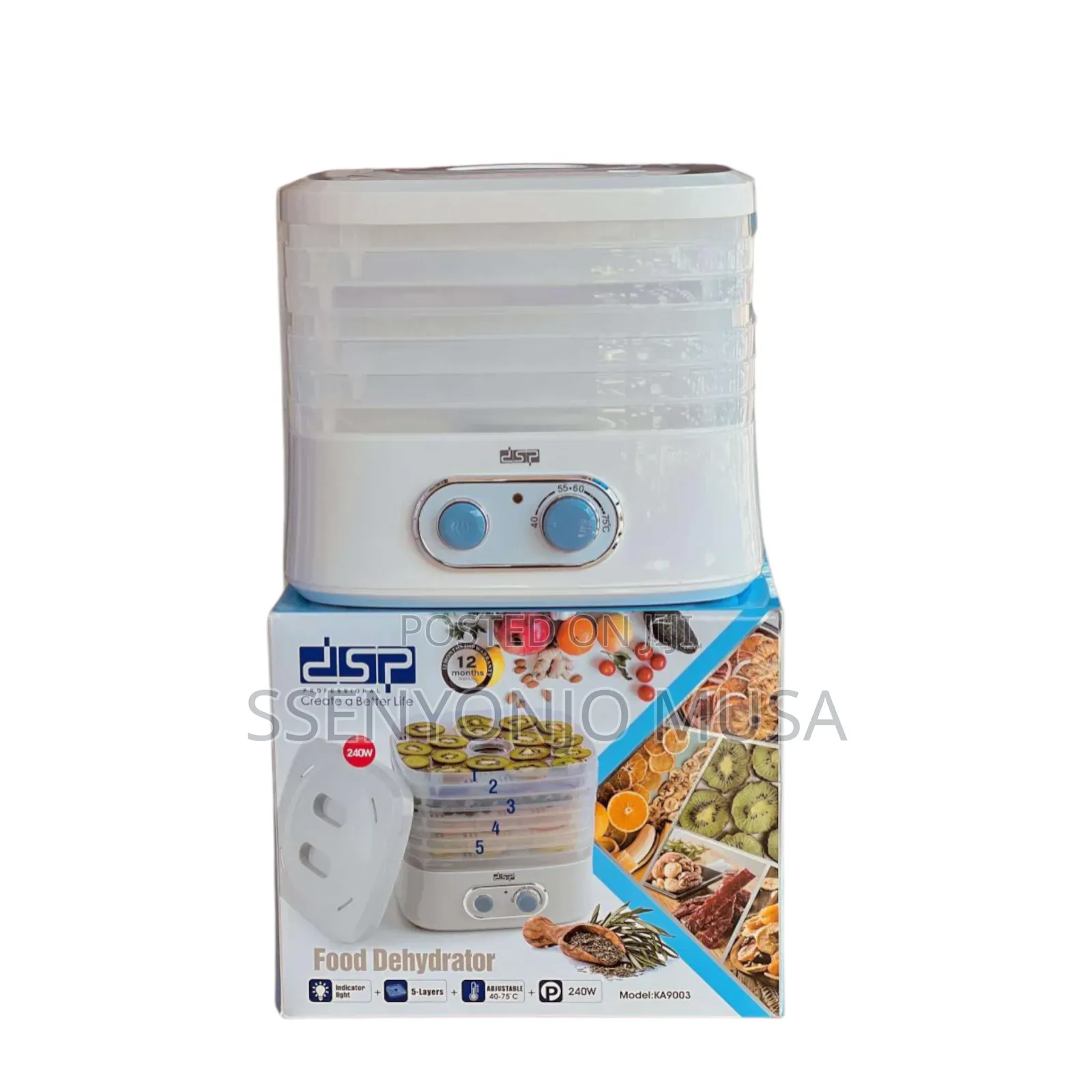 DSP 5-Tier Food Dehydrator Fruit Vegetable Dryer With Adjustable