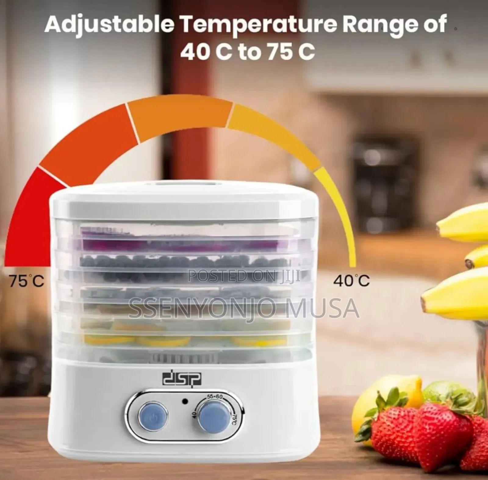 DSP 5-Tier Food Dehydrator Fruit Vegetable Dryer With Adjustable