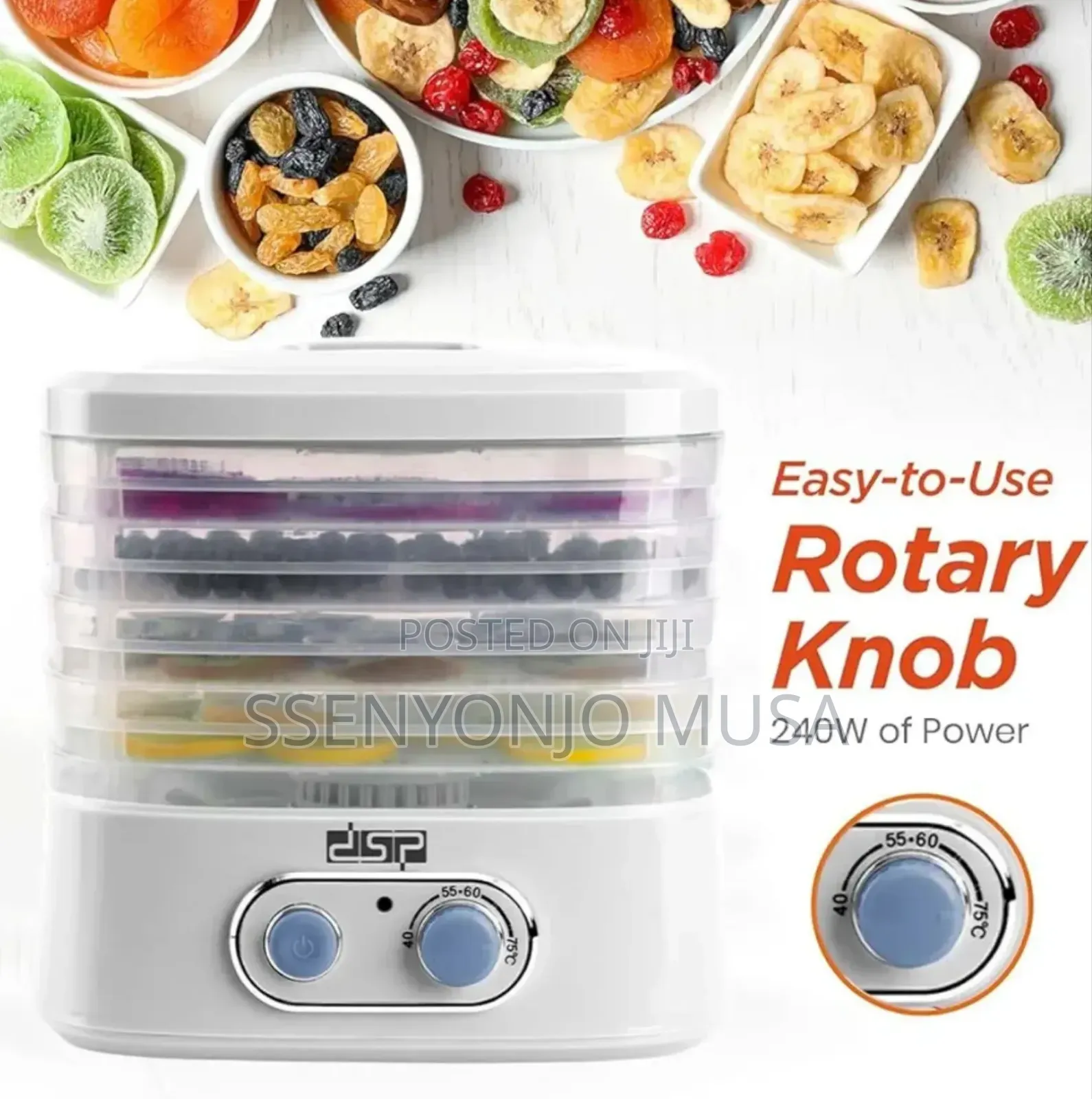 DSP 5-Tier Food Dehydrator Fruit Vegetable Dryer With Adjustable