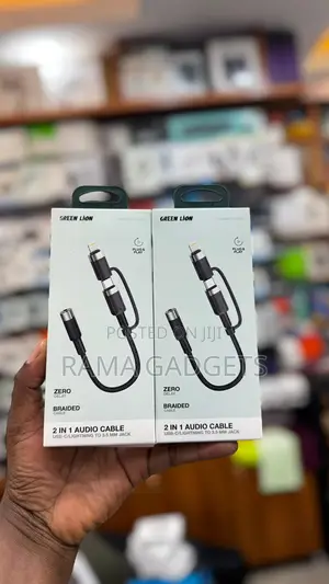 2-in-1 Audio Cable Featuring a Lightning Connector, a Usb-C Connector,