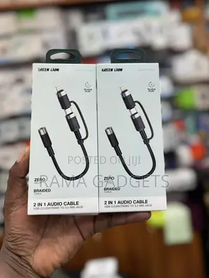 2-in-1 Audio Cable Featuring a Lightning Connector, a Usb-C Connector,