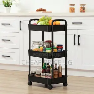 Black 3-Tier Rolling Utility Cart,