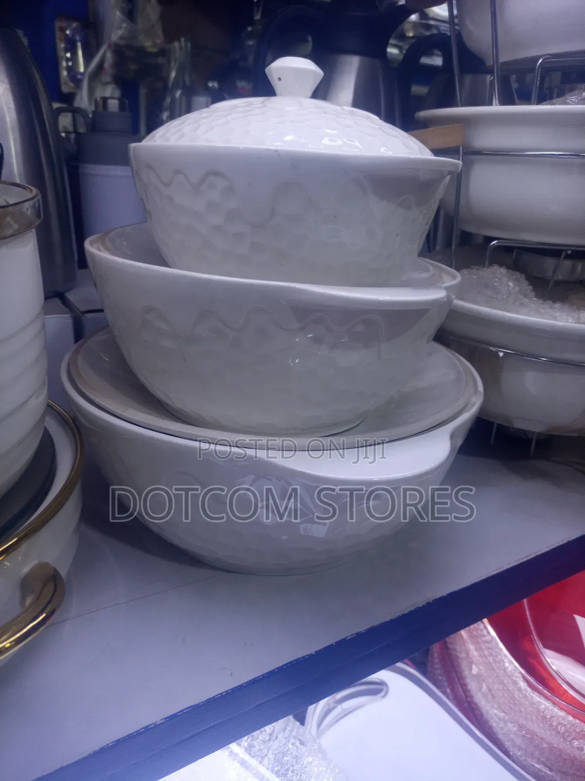 3-Piece White Ceramic Serving Bowl Set,